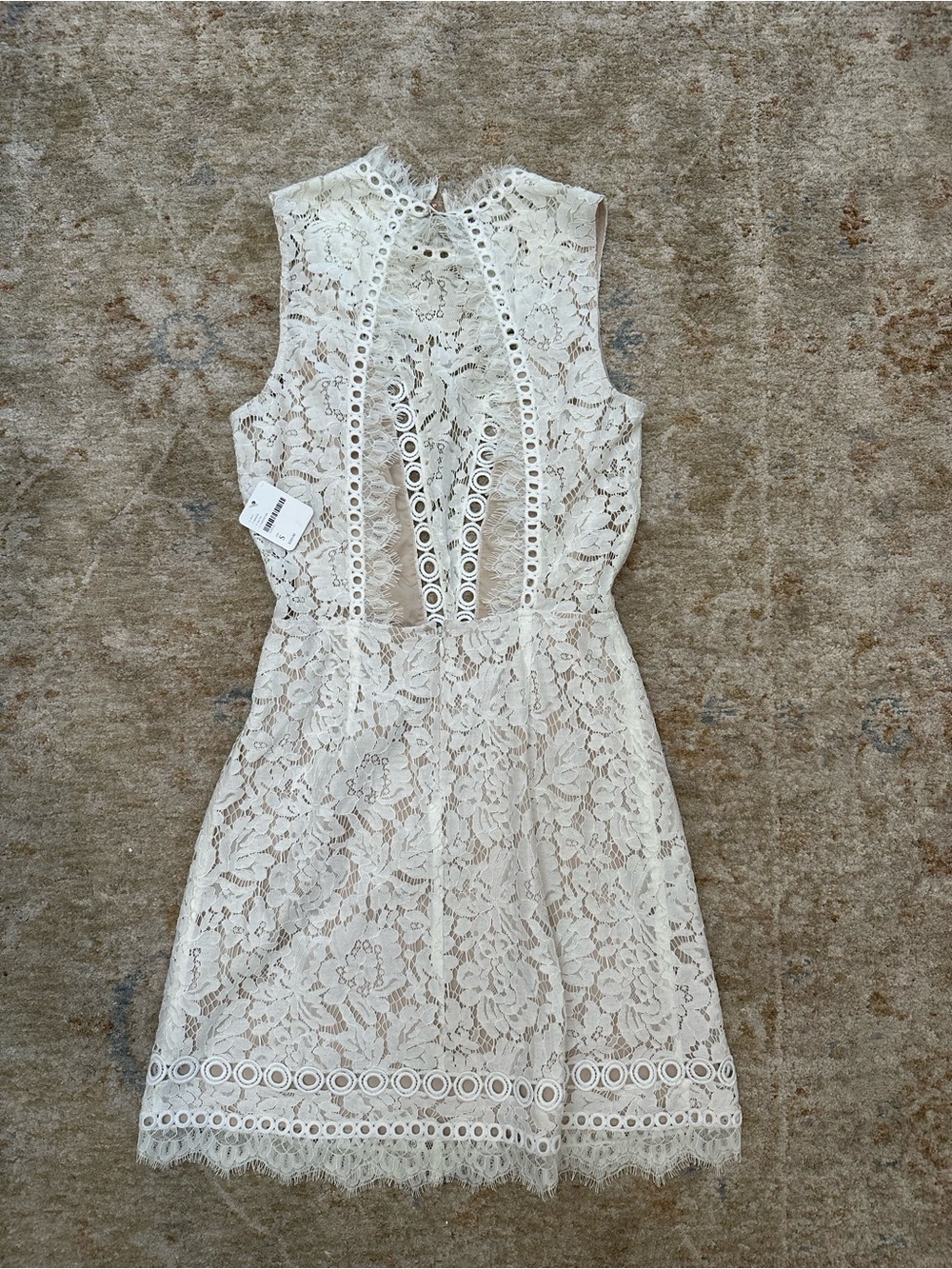 Free People Ivory Lace Sleeveless Fit & Flare Mini Dress